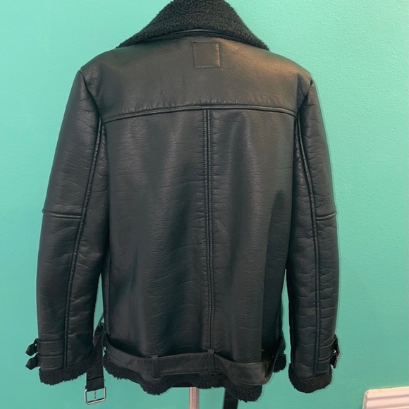 Forever 21 Green Faux Leather Biker Jacket - Picture 3 of 8